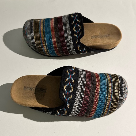 Striped Slide On Mule Clog Shoes / Hard Sole Slippers - Picture 11 of 12